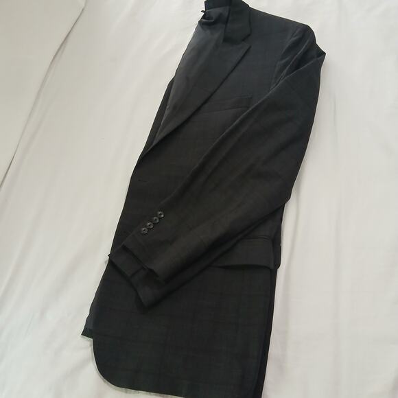 Jos.A.Bank Brrr Comfort Blazer 48L Slim-Fit Wool Charcoal Grey Window Pane Plaid - Picture 12 of 16